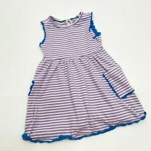 Mini Boden purple striped blue trim girls dress